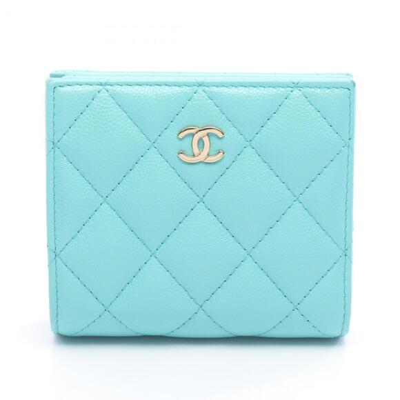 CHANEL Handbags - CHANEL Green Leather Wallet